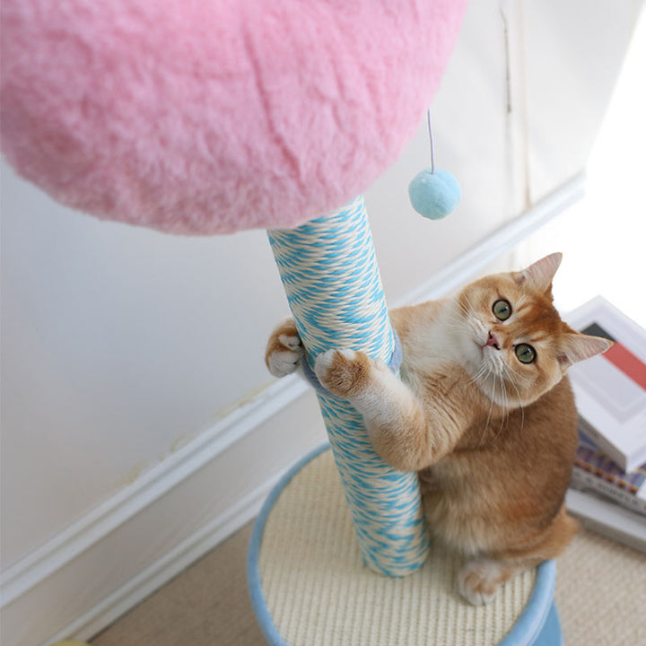 Contemporary Creative Round Medium-Density Fiberboard Sisal Velvet Fabric Paper Tube Cat Scratching Post For Living Room
