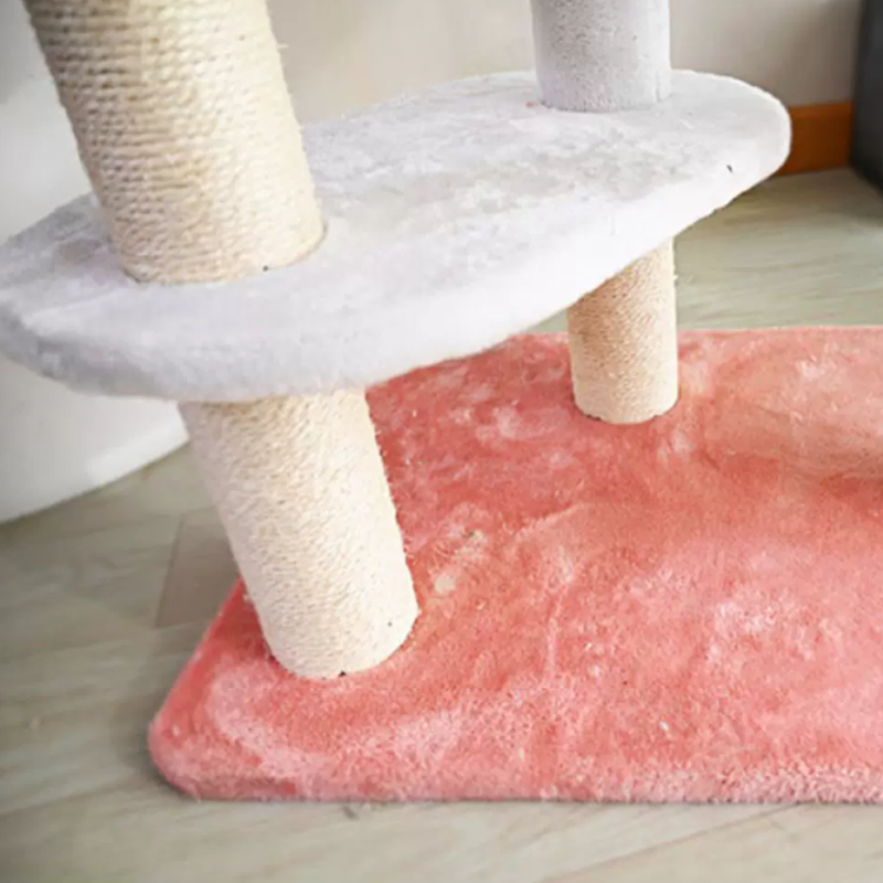 Árbol para gatos floral de tela de terciopelo con cuerda de cáñamo, tablero de fibra de densidad media, diseño creativo contemporáneo, redondo, mediano, de 1/2-condominio y 3/4-percha, para sala de estar 