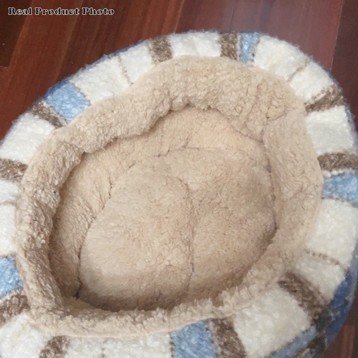 Contemporary Scandinavian Round Fabric Cotton Enclosed Cat Bed For Bedroom