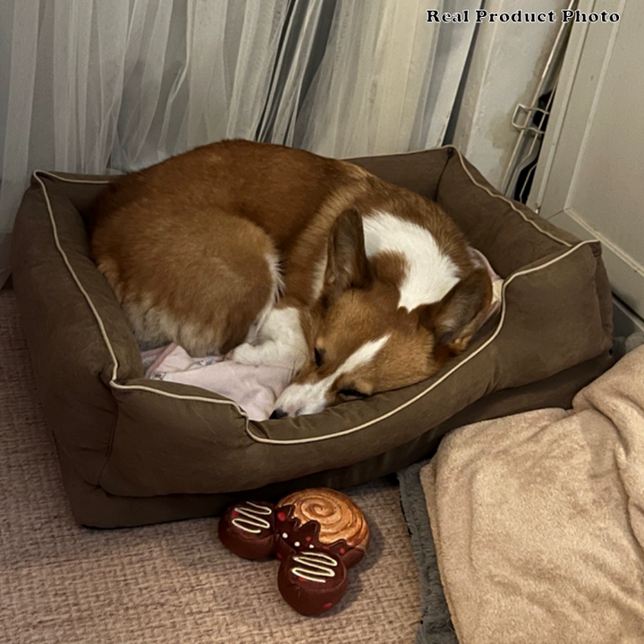 Zeitgenössisches skandinavisches rechteckiges Katzenbett aus Samtstoff und Baumwolle mit geschlossenem Design und antistatischer Ausführung für das Schlafzimmer 
