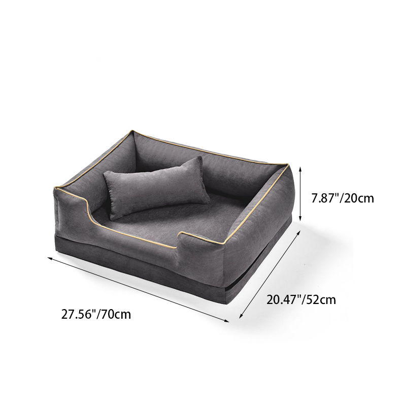 Zeitgenössisches skandinavisches rechteckiges Katzenbett aus Samtstoff und Baumwolle mit geschlossenem Design und antistatischer Ausführung für das Schlafzimmer 