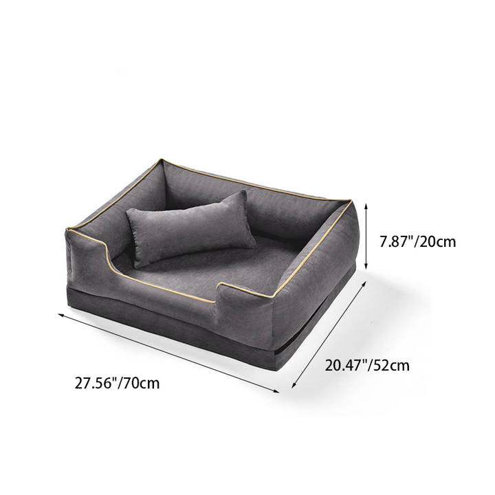 Zeitgenössisches skandinavisches rechteckiges Katzenbett aus Samtstoff und Baumwolle mit geschlossenem Design und antistatischer Ausführung für das Schlafzimmer 