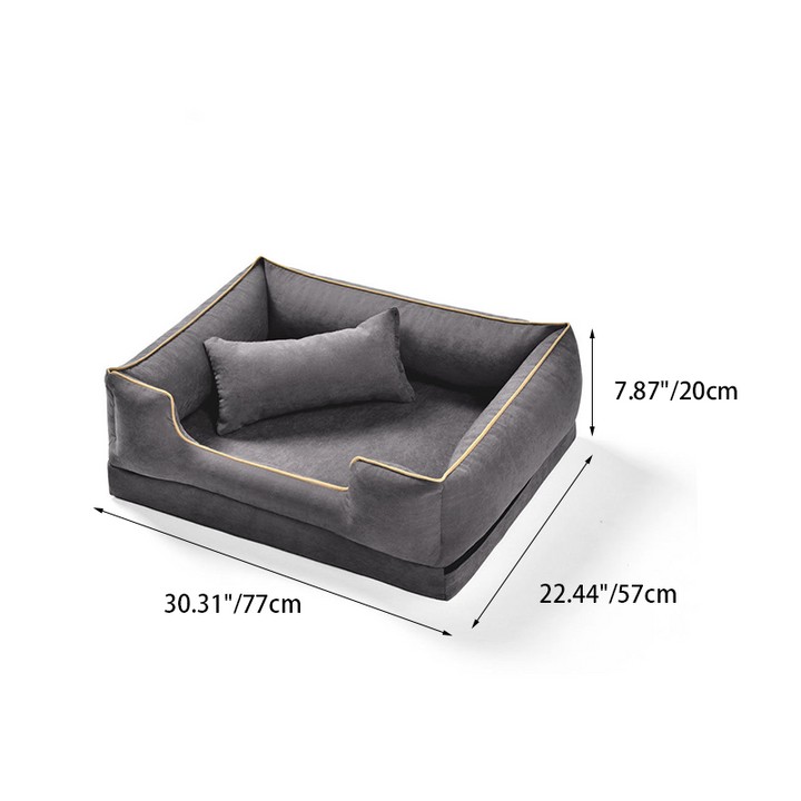 Zeitgenössisches skandinavisches rechteckiges Katzenbett aus Samtstoff und Baumwolle mit geschlossenem Design und antistatischer Ausführung für das Schlafzimmer 