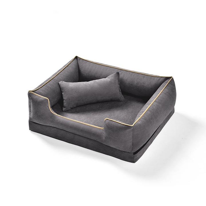 Zeitgenössisches skandinavisches rechteckiges Katzenbett aus Samtstoff und Baumwolle mit geschlossenem Design und antistatischer Ausführung für das Schlafzimmer 