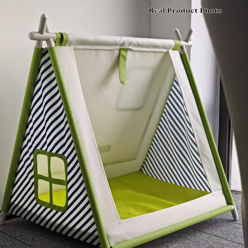 Contemporary Creative Triangular Oxford Fabric Steel Pipe Semi-Enclosed Tent Cat Bed For Bedroom