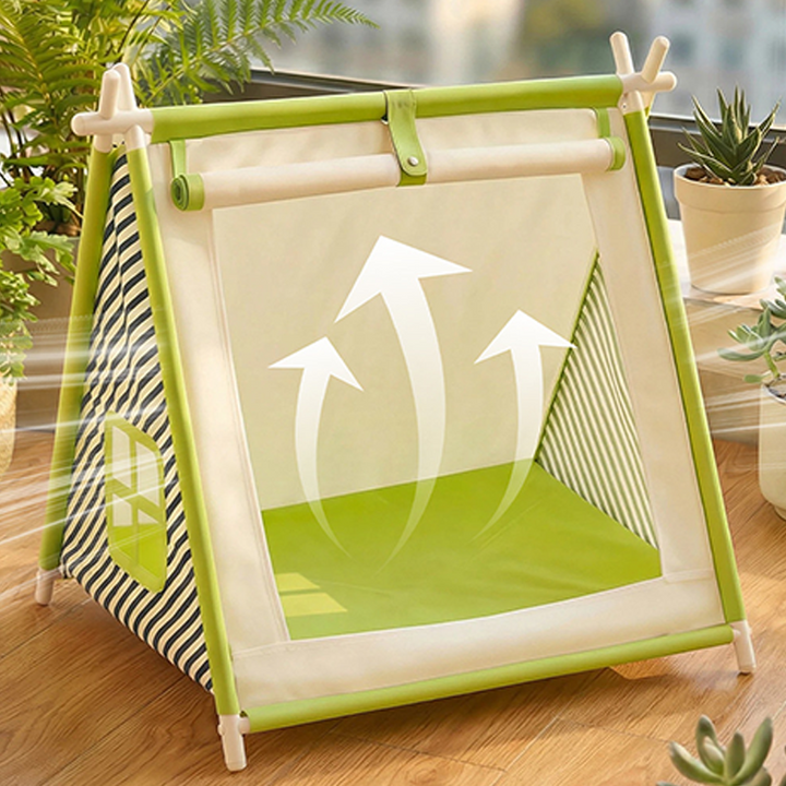 Contemporary Creative Triangular Oxford Fabric Steel Pipe Semi-Enclosed Tent Cat Bed For Bedroom