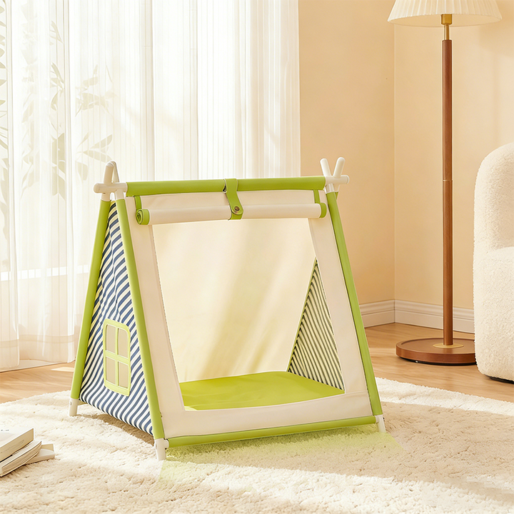 Contemporary Creative Triangular Oxford Fabric Steel Pipe Semi-Enclosed Tent Cat Bed For Bedroom