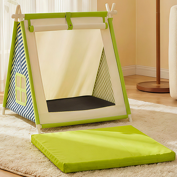 Contemporary Creative Triangular Oxford Fabric Steel Pipe Semi-Enclosed Tent Cat Bed For Bedroom