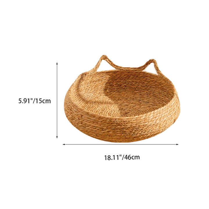 Cama redonda para gatos de cuerda de algodón y junco estilo granja tradicional para dormitorio 