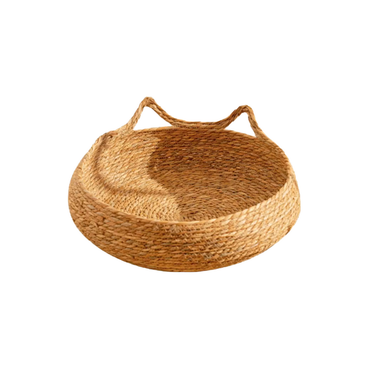 Traditional Farmhouse Round Reed Cotton Rope Cat Bed For Bedroom