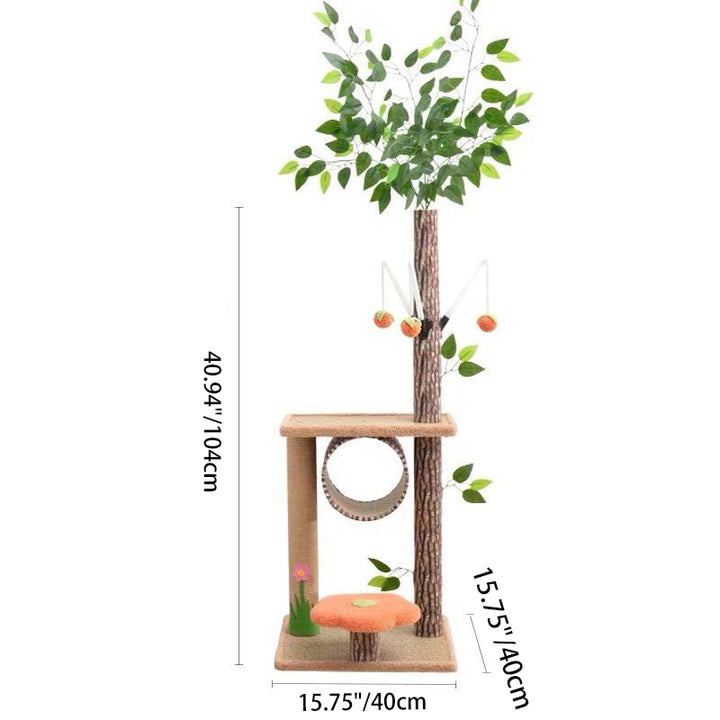 Árbol rascador para gatos de estilo escandinavo contemporáneo, cuadrado, de tablero de fibra de densidad media, tela y sisal, para 1 gato, con 3/5 plataformas, ideal para dormitorio 