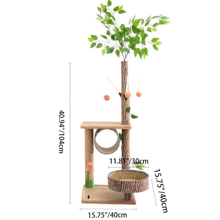 Árbol rascador para gatos de estilo escandinavo contemporáneo, cuadrado, de tablero de fibra de densidad media, tela y sisal, para 1 gato, con 3/5 plataformas, ideal para dormitorio 
