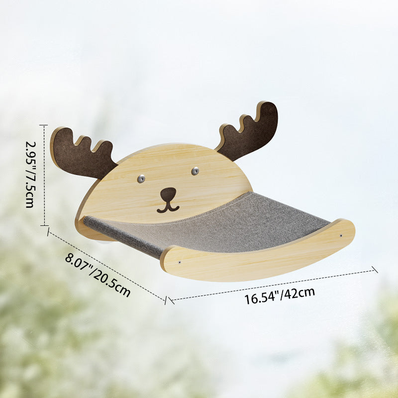 Contemporary Creative Round Rubberwood Felt Sisal Cat Tree For Bedroom