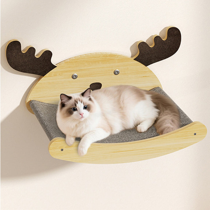 Contemporary Creative Round Rubberwood Felt Sisal Cat Tree For Bedroom