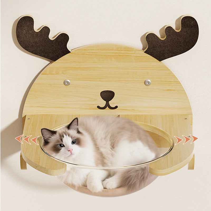 Contemporary Creative Round Rubberwood Felt Sisal Cat Tree For Bedroom