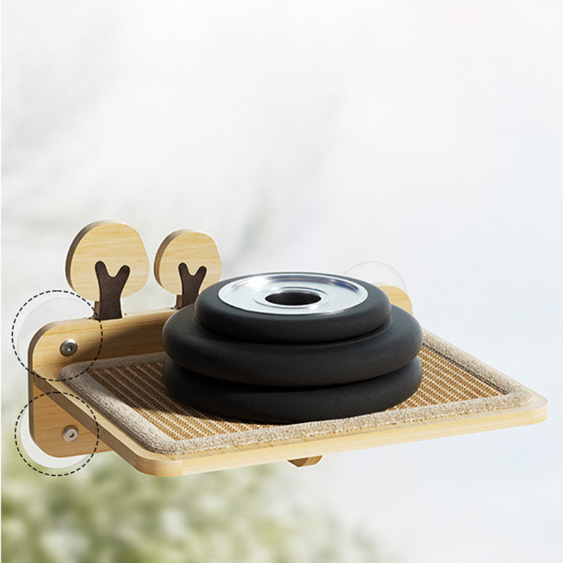 Contemporary Creative Round Rubberwood Felt Sisal Cat Tree For Bedroom