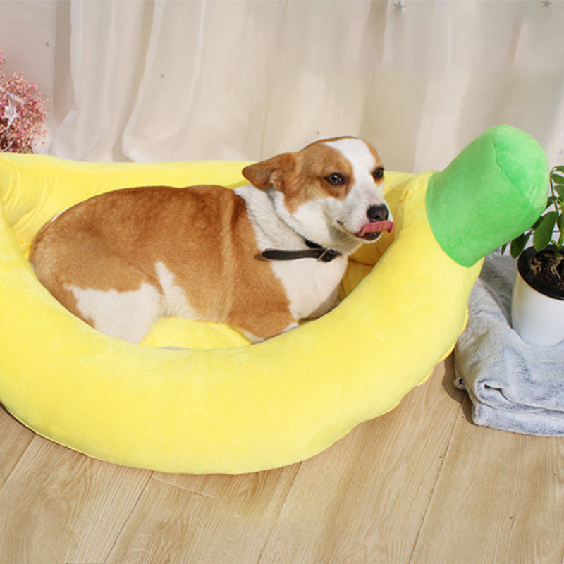 Contemporary Creative Banana/Carrot-Shaped Fabric Cotton Cat Bed With Small Pillow For Bedroom