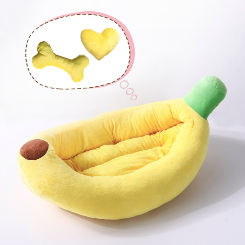 Contemporary Creative Banana/Carrot-Shaped Fabric Cotton Cat Bed With Small Pillow For Bedroom