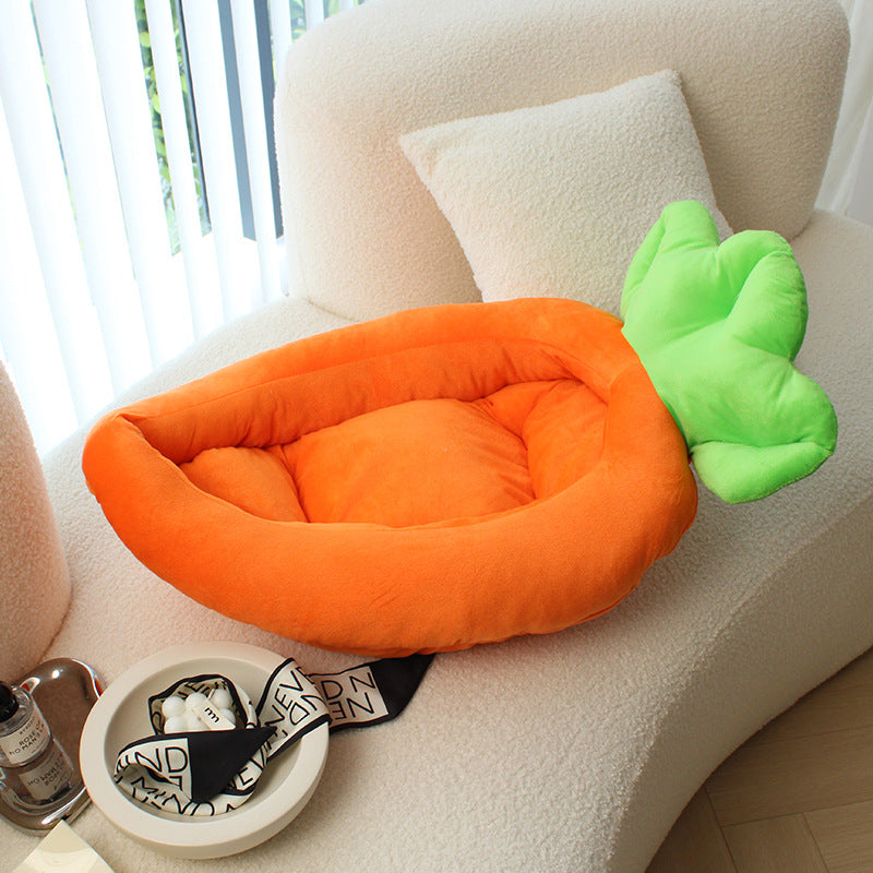 Contemporary Creative Banana/Carrot-Shaped Fabric Cotton Cat Bed With Small Pillow For Bedroom