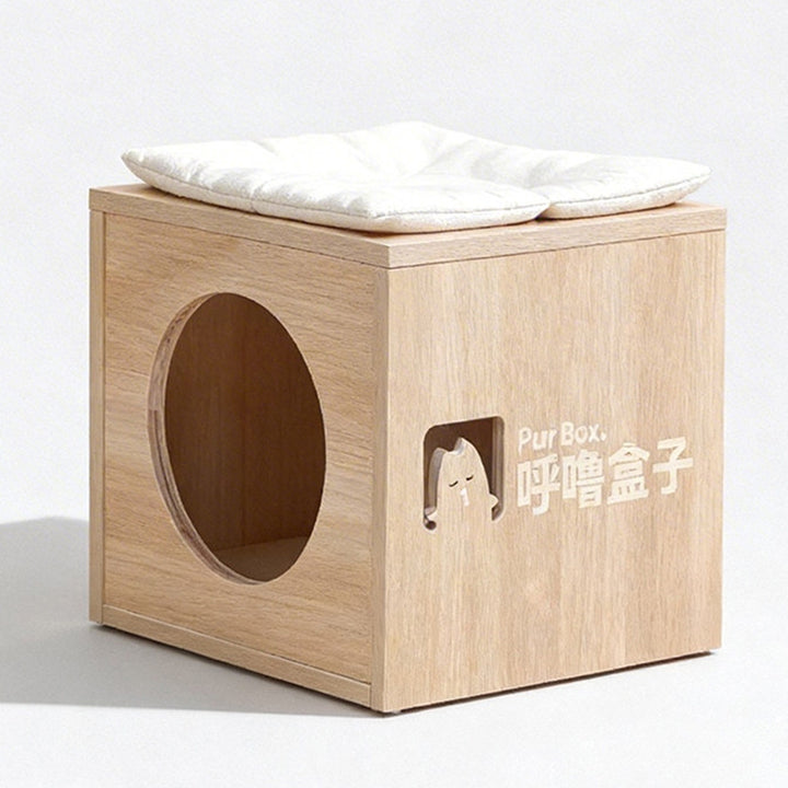 2-in-1 Space Saving Cat Bed Ottoman: Contemporary Shoe Stool With Cozy Cat Hideaway - Multifunctional Cat Furniture For Entryway