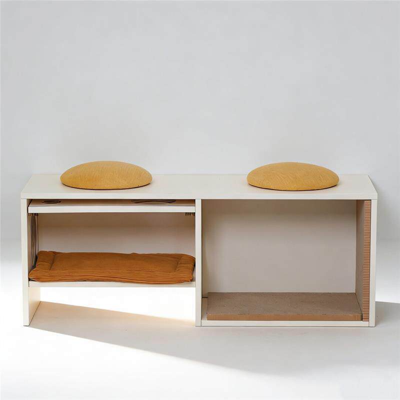 3-in-1 Cat Bed With Scratching Post: Contemporary Creative Shoe Bench - Cat Cabinet With Hideaway House &amp; Cushion Seat For Entryway