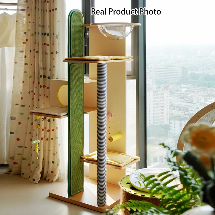 Contemporary Creative Large Multi-Level Cat Tree &amp; Condo: 1-Condo 4-Perch Cat Tower Activity Center - Cat House &amp; Climbing Platform For Living Room