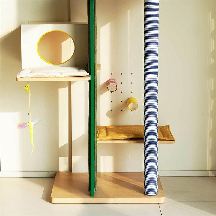 Contemporary Creative Large Multi-Level Cat Tree &amp; Condo: 1-Condo 4-Perch Cat Tower Activity Center - Cat House &amp; Climbing Platform For Living Room