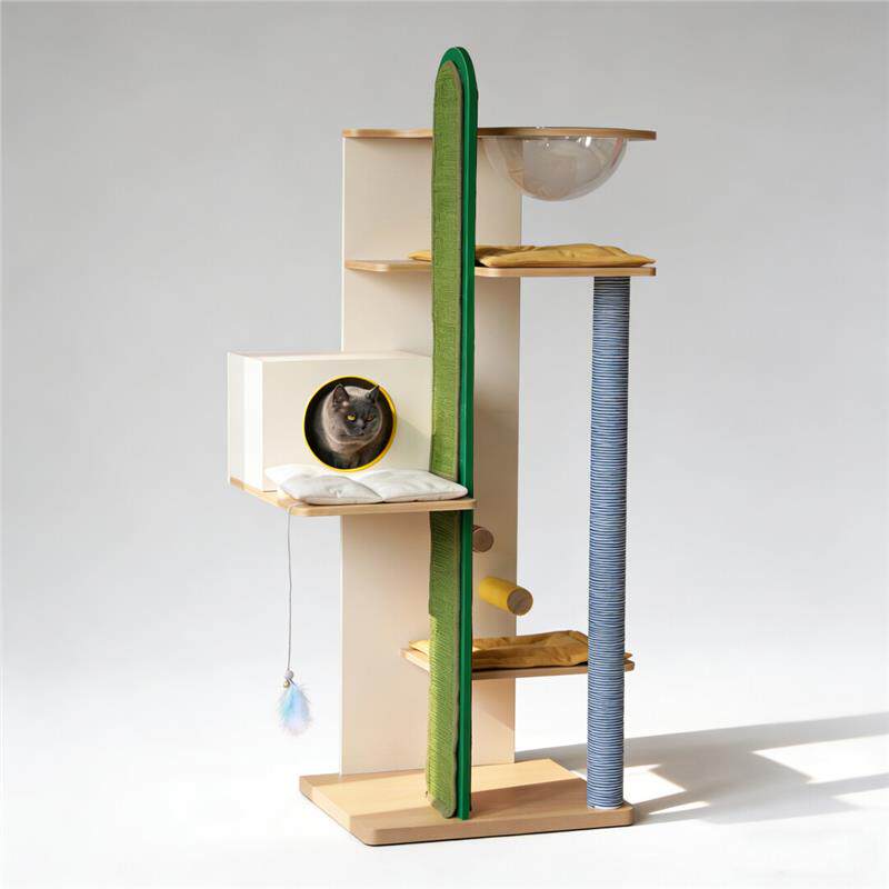 Contemporary Creative Large Multi-Level Cat Tree &amp; Condo: 1-Condo 4-Perch Cat Tower Activity Center - Cat House &amp; Climbing Platform For Living Room