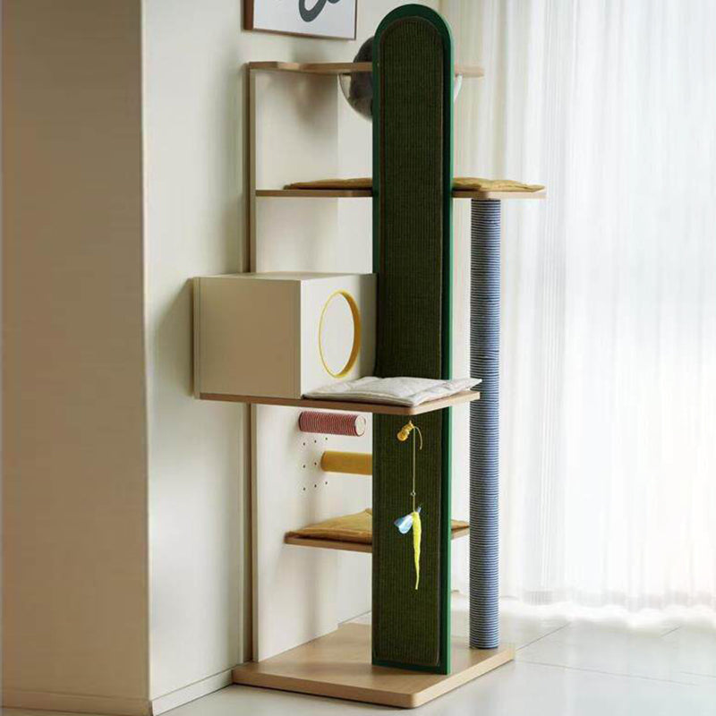 Contemporary Creative Large Multi-Level Cat Tree &amp; Condo: 1-Condo 4-Perch Cat Tower Activity Center - Cat House &amp; Climbing Platform For Living Room