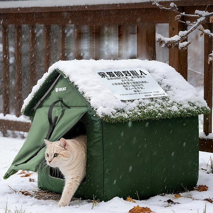 Maison créative contemporaine en forme de maison, en tissu Oxford, tissu non tissé, tissu à pois antidérapant, PE, imperméable pour l’extérieur, lit pour chat, lit pour chien avec rideau de porte pour jardin 