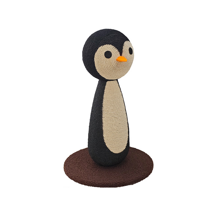 Contemporary Creative Curved Penguin-Shaped Jute Rope Plastic Foam Teddy Fleece Medium Density Fiberboard Pine Cat Scratching Post For Living Room