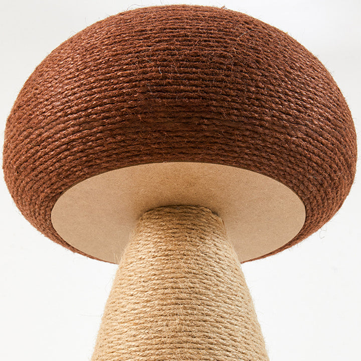 Rascador para gatos contemporáneo, creativo, con forma de hongo, cilíndrico, de tablero de fibra de densidad media, terciopelo y sisal, para dormitorio 