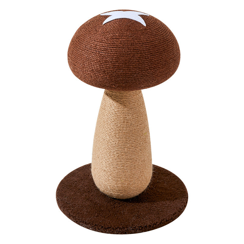 Rascador para gatos contemporáneo, creativo, con forma de hongo, cilíndrico, de tablero de fibra de densidad media, terciopelo y sisal, para dormitorio 