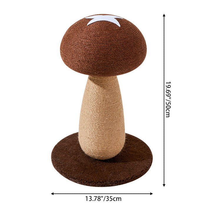 Rascador para gatos contemporáneo, creativo, con forma de hongo, cilíndrico, de tablero de fibra de densidad media, terciopelo y sisal, para dormitorio 