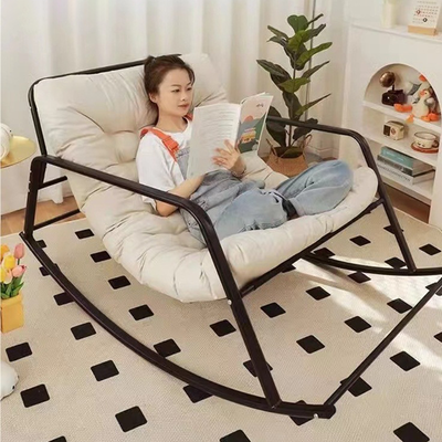 Modern Minimalist Rectangular Technical Fabric Carbon Steel Rocking Chair Backrest Armrest For Living Room