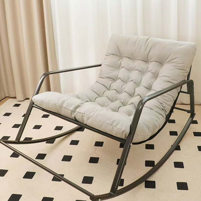 Modern Minimalist Rectangular Technical Fabric Carbon Steel Rocking Chair Backrest Armrest For Living Room