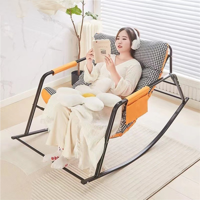Modern Minimalist Rectangular Technical Fabric Carbon Steel Rocking Chair Backrest Armrest For Living Room