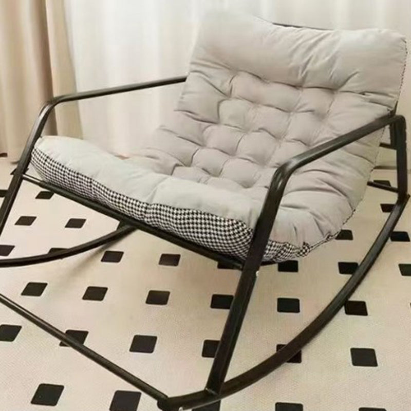 Modern Minimalist Rectangular Technical Fabric Carbon Steel Rocking Chair Backrest Armrest For Living Room