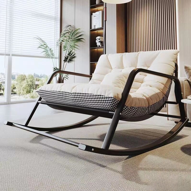 Modern Minimalist Rectangular Technical Fabric Carbon Steel Rocking Chair Backrest Armrest For Living Room