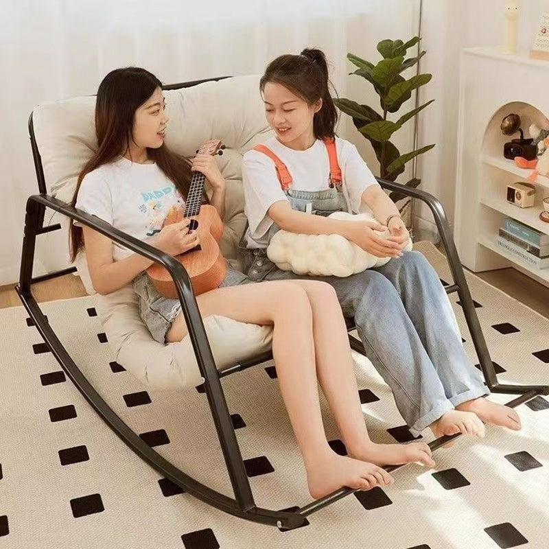 Modern Minimalist Rectangular Technical Fabric Carbon Steel Rocking Chair Backrest Armrest For Living Room
