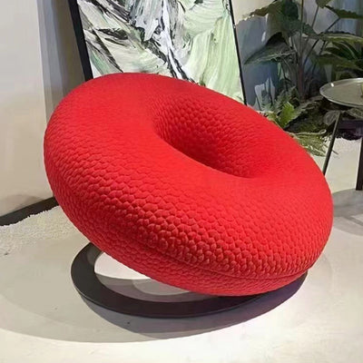 Contemporary Creative Donut-Shaped Knitted Fabric Backrest Accent Chair For Living Room