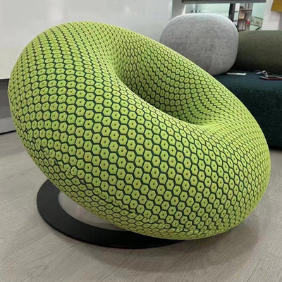 Contemporary Creative Donut-Shaped Knitted Fabric Backrest Accent Chair For Living Room