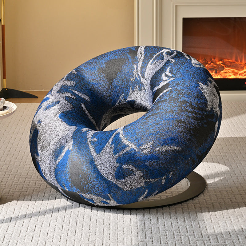 Contemporary Creative Donut-Shaped Knitted Fabric Backrest Accent Chair For Living Room