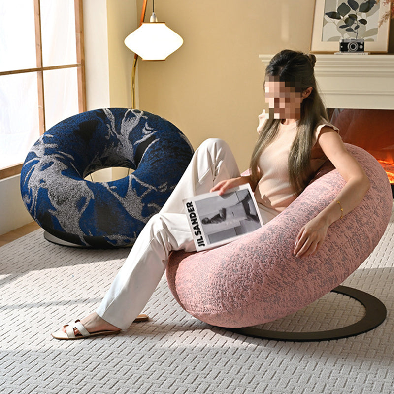 Contemporary Creative Donut-Shaped Knitted Fabric Backrest Accent Chair For Living Room