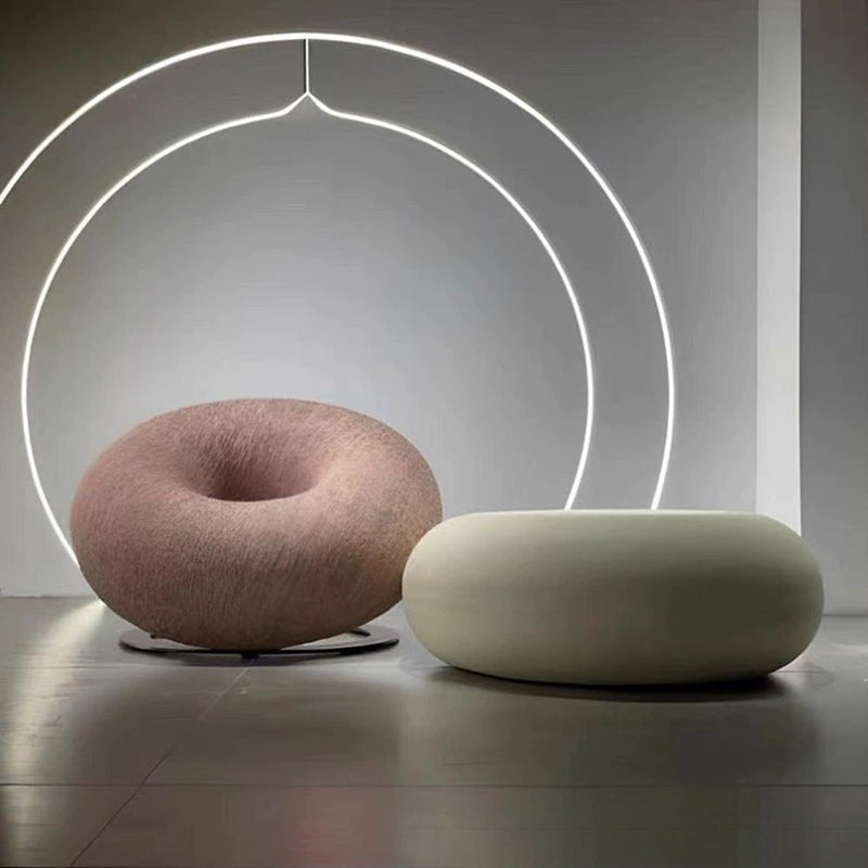 Contemporary Creative Donut-Shaped Knitted Fabric Backrest Accent Chair For Living Room