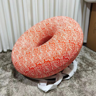 Contemporary Creative Donut-Shaped Knitted Fabric Backrest Accent Chair For Living Room