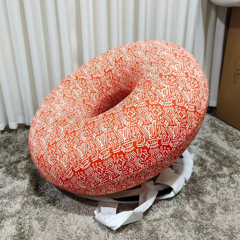 Contemporary Creative Donut-Shaped Knitted Fabric Backrest Accent Chair For Living Room