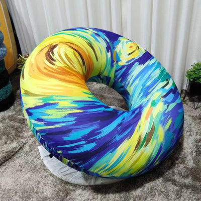 Contemporary Creative Donut-Shaped Knitted Fabric Backrest Accent Chair For Living Room