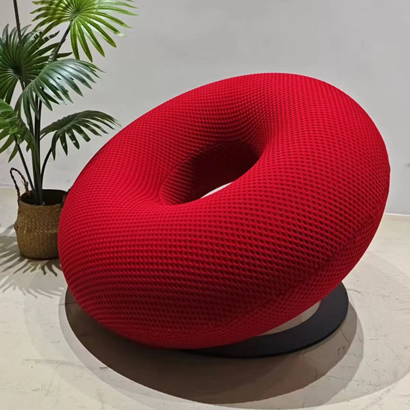 Contemporary Creative Donut-Shaped Knitted Fabric Backrest Accent Chair For Living Room