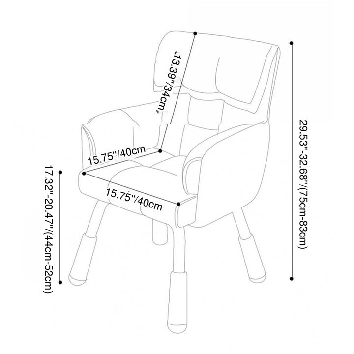 Moderner minimalistischer rechteckiger Schminkhocker aus synthetischem Stoff, Samt und Nylon mit Armlehnen und Rückenlehne für das Schlafzimmer 